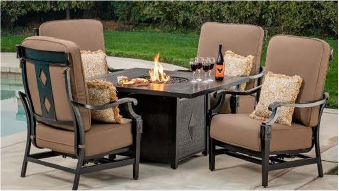 Broadway 5 piece chat set with fire pit